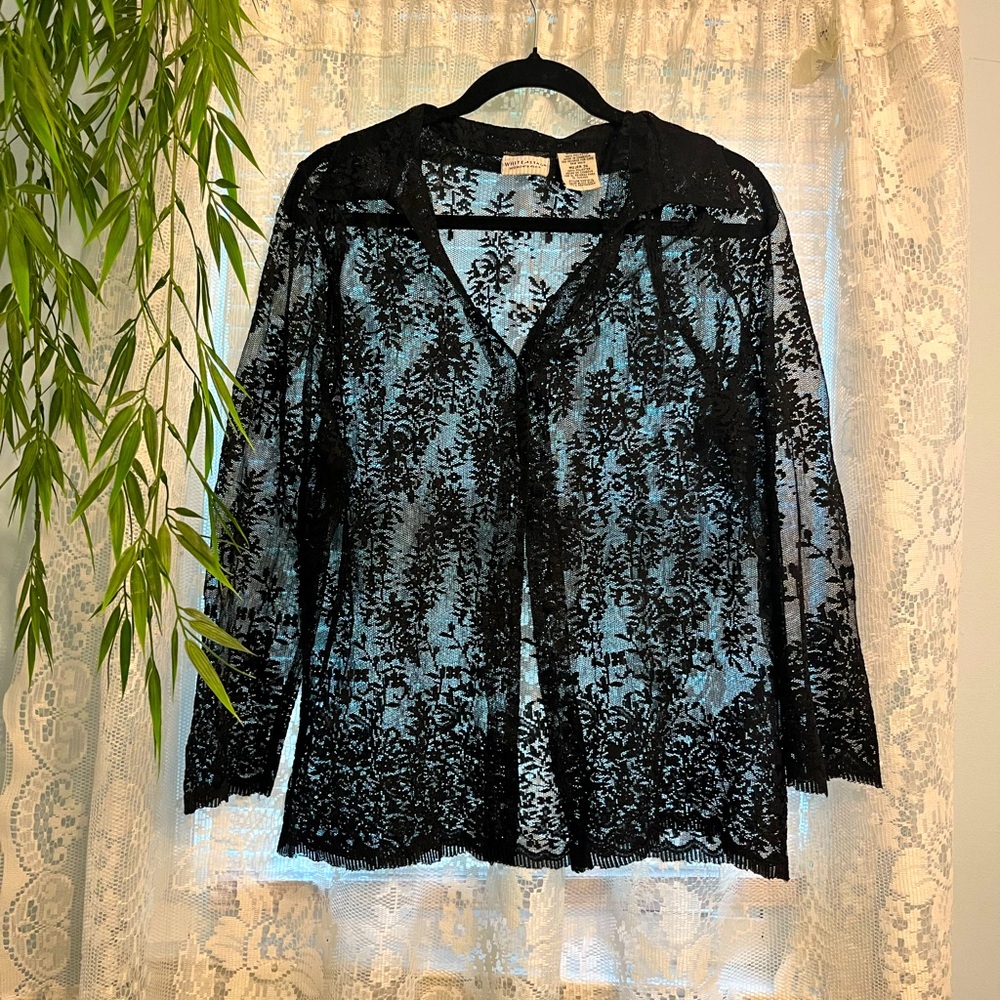 VINTAGE Lace button up top